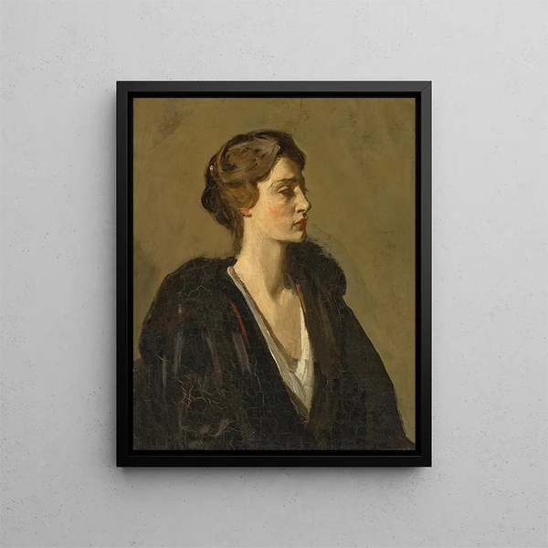 Eine Dame in Schwarz - Sir John Lavery — gerahmtes Bild an der Wand