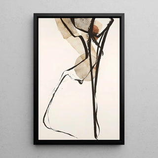 Tableau Décoratif – Lignes et Équilibres | Poster Abstrait Minimaliste Beige et Noir | Affiche Moderne au Trait Fluide et Élégant