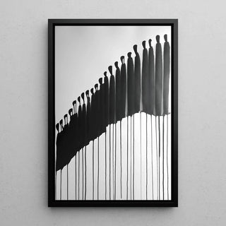 Tableau Décoratif – Procession Silencieuse | Poster Minimaliste Noir et Blanc | Affiche Moderne Épurée aux Silhouettes Élancées