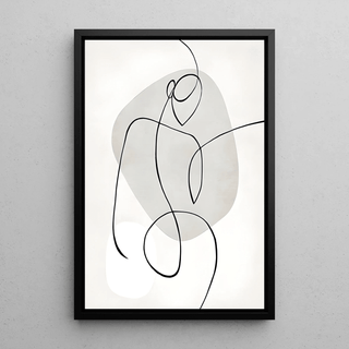 Tableau Design Noir et Blanc – Essence Féminine | Poster Abstrait Minimaliste Élégant | Ligne Continue Moderne pour Intérieur Épuré