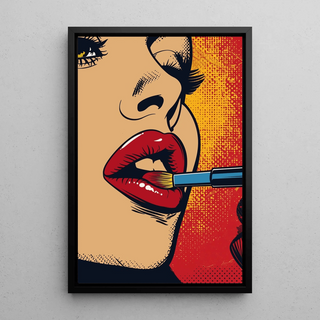 Tableau Pop Art – Rouge à Lèvres | Affiche Glamour Colorée Style Lichtenstein | Poster Sensuel et Vintage pour Déco Moderne ou Chambre