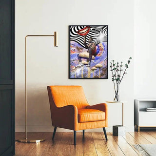 Tableau Street Art – Sérénité Psychédélique | Poster Pop Art Surréaliste avec Champignons et Spirales | Affiche Colorée Inspirée du Rêve