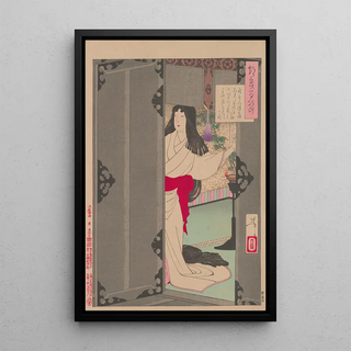 Tsukioka Yoshitoshi - Akazome Emon viewing the Moon from her palace chambers.webp