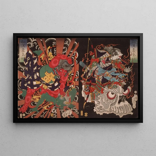 Tsukioka Yoshitoshi - Warrior on Skull Kintoki Overpowering a Demon.webp