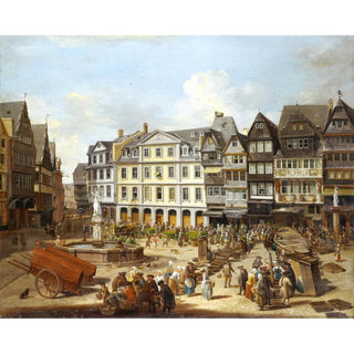 Un marché sur le Römerberg à Francfort - Christian Georg Schütz | Reproduction Tableau Décoration murale affiche copie