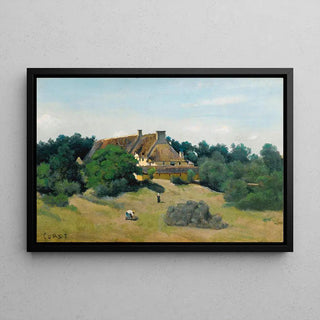 Une Ferme à Saint-Martin-du-Bon-Fossé de Jean-Baptiste Camille Corot | Reproduction Tableau Décoration murale affiche copie