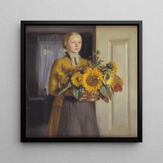 Une fille avec des tournesols - Michael Ancher