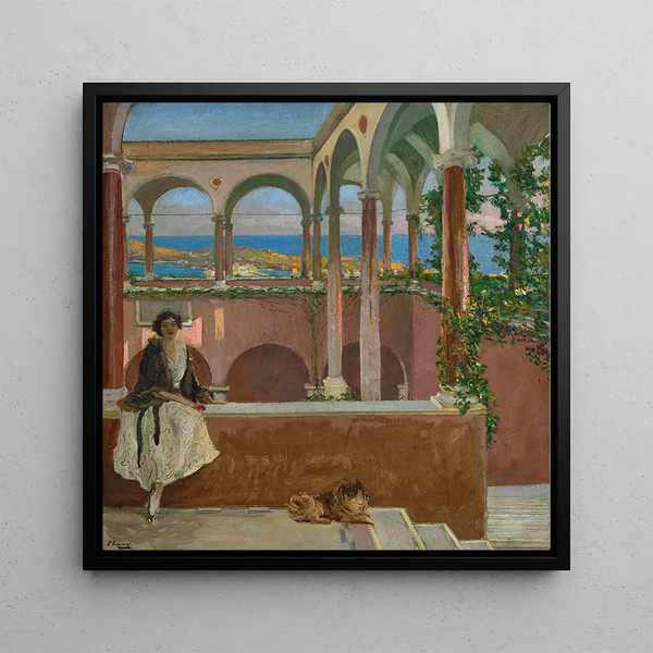 Eine Villa an der Riviera - Sir John Lavery — gerahmtes Bild an der Wand