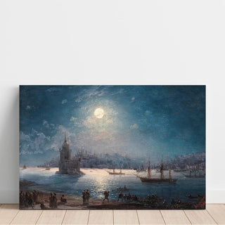 Vue du Bosphore avec Sainte-Sophie et la Tour de la Vierge au clair de lune - Ivan Konstantinovich Aivazovsky | Reproduction Tableau Décoration murale affiche copie