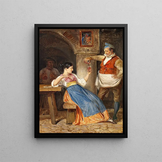 Wilhelm Marstrand - Krofatter sknker rdvin for en ung italienerinde.webp