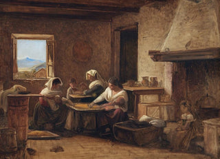 Wilhelm Marstrand - Women Working in the Kitchen of a Farmhouse near Olevano Italy.webp