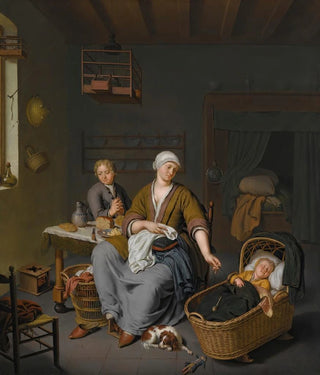 Willem Van Mieris - A Young Mother Tending To Her Two Children In A Domestic Interior.webp