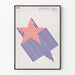 Dekoratives Poster mit rotem und blauem Stern in geometrischen Linien