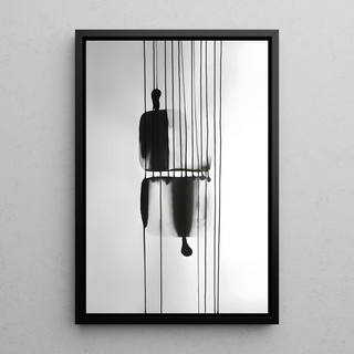 Schwarz-weißes Designplakat - Enigmatische Spiegelungen