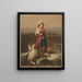 Mädchen mit Gänsen und Gänschen vor Berglandschaft - A. C. Kaufmann — gerahmtes Bild an der Wand