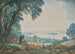 einer erweiterten Ansicht mit einem See in der Nähe von Rom, möglicherweise der Bolsena-See, mit Figuren - Abraham Louis Rodolphe Ducros — Ansicht des Kunstwerks