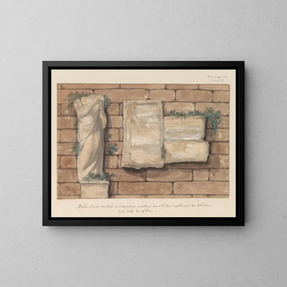 AbrahamLouisRodolphe Ducros - Beschadigd beeld en inscripties gemetseld in muur van kasteel in stad Gozo.webp