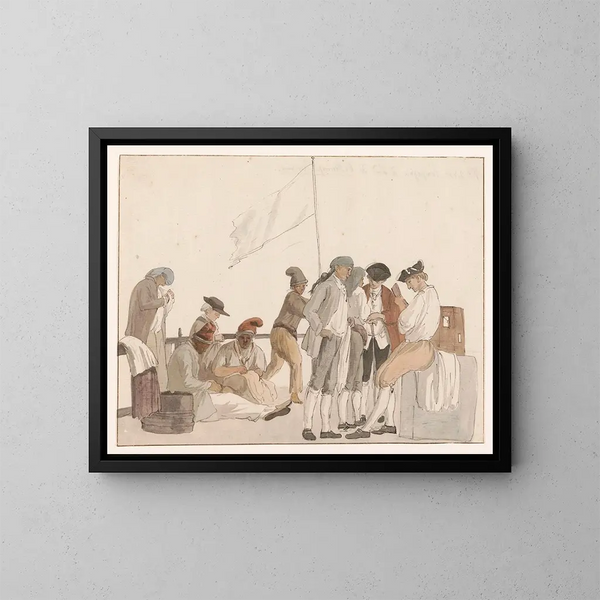 Gesellschaft an Bord des Schiffes l'Heureuse Marianne - Abraham Louis Rodolphe Ducros — gerahmtes Bild an der Wand