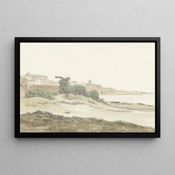 AbrahamLouisRodolphe Ducros - Gezicht op Barletta gelegen aan de kust.webp