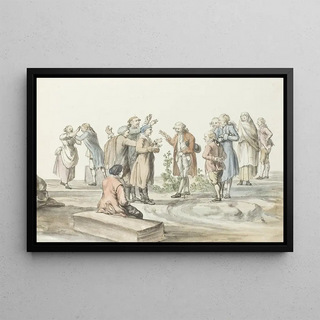 AbrahamLouisRodolphe Ducros - Onderhandeling tussen gids van reisgezelschap en muilezeldrijvers met wie zij naar de Etna gaan.webp