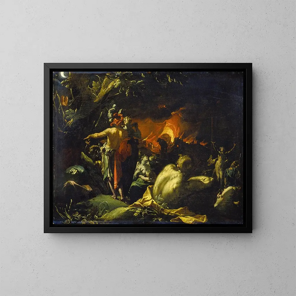 Die Zerstörung Trojas - Abraham Bloemaert — gerahmtes Bild an der Wand