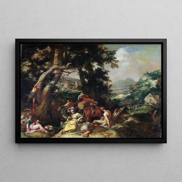 Die Predigt des heiligen Johannes der Täufer - Abraham Bloemaert — gerahmtes Bild an der Wand