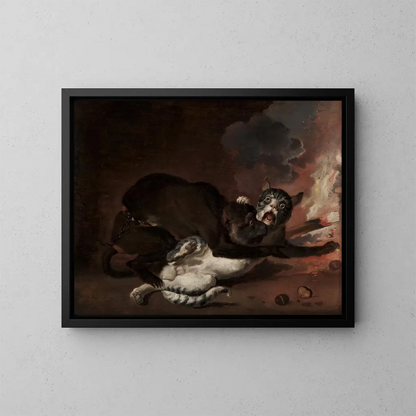 Der Affe und die Katze - Abraham Hondius — gerahmtes Bild an der Wand