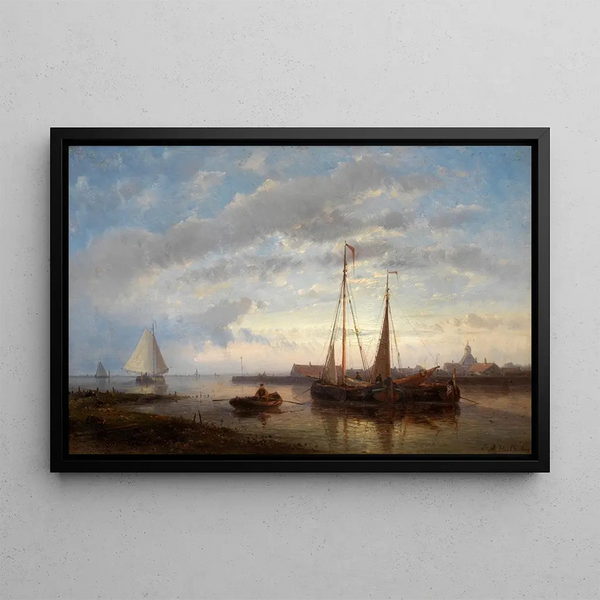 Fischer bei Sonnenuntergang - Abraham Hulk — gerahmtes Bild an der Wand