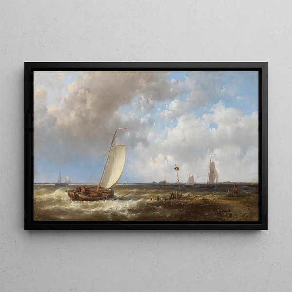 Schiffe vor der Küste - Abraham Hulk — gerahmtes Bild an der Wand