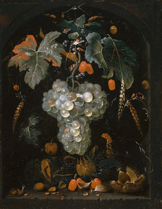 Abraham Mignon - StillLife With Grapes And Fruits In A Niche.webp