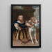 Der italienische Zwerg des Kurfürsten von Sachsen Giachomo Favorchi mit dem Hund Raro von Prinzessin Magdalene Sibylle - Abraham Wuchters — gerahmtes Bild an der Wand