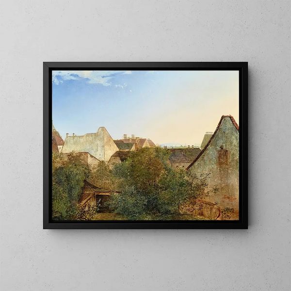 Blick auf die Vorstadthäuser von Wien, Beatrixgasse - Adalbert Stifter — gerahmtes Bild an der Wand