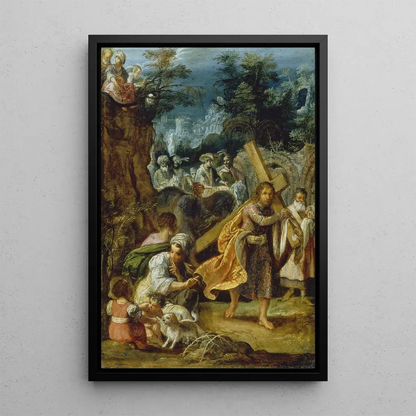 Eintritt des Kaisers Heraklius in Jerusalem - Adam Elsheimer — gerahmtes Bild an der Wand