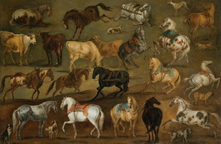Adam Frans van der Meulen - Studies of horses cows and dogs.webp