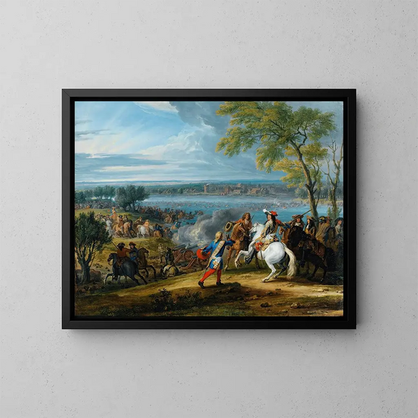 Der Rheinübergang bei Lobith am 16. Juni 1672 - Adam Frans van der Meulen — gerahmtes Bild an der Wand