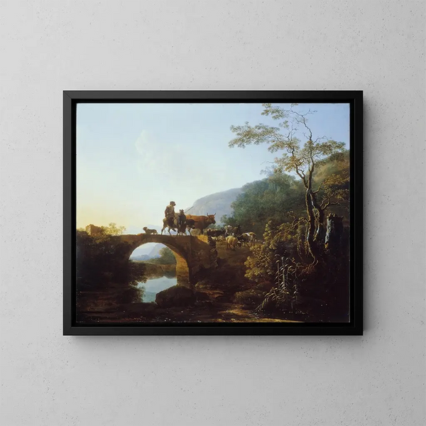 Pont in einer italienischen Landschaft - Adam Pynacker — gerahmtes Bild an der Wand