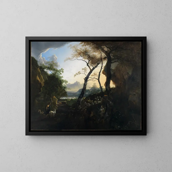 Landschaft mit Hirten - Adam Pynacker — gerahmtes Bild an der Wand