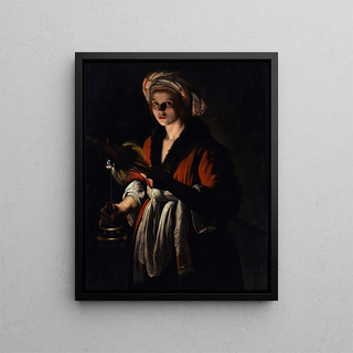 Adam de Coster - A Young Woman Holding A Distaff Before A Lit Candle.webp