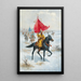 Cosaques auf Pferden mit einer Flagge in einer Winterlandschaft - Adolf Baumgartner-Stoiloff — gerahmtes Bild an der Wand