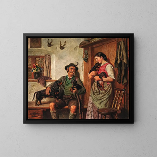 Adolf Eberle - A Hunter with AlpineDachsbracke Puppies.webp