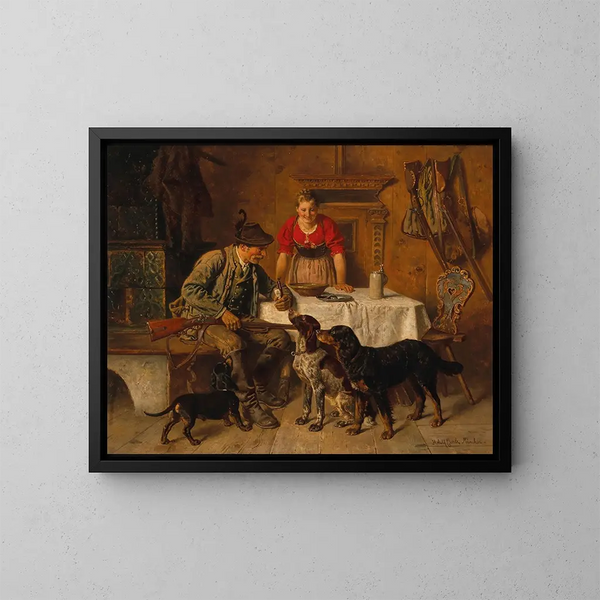 En route pour la chasse - Adolf Eberle — gerahmtes Bild an der Wand