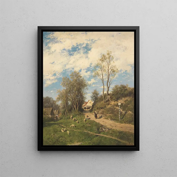 Morgendlicher Frühling - Adolf Heinrich Lier — gerahmtes Bild an der Wand