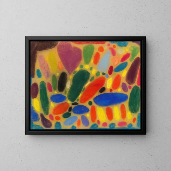 Komposition mit Farben und runden sowie ovalen Formen - Adolf Hölzel — gerahmtes Bild an der Wand