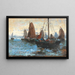 Meereslandschaft mit zahlreichen Segelschiffen - Adolf Kaufmann — gerahmtes Bild an der Wand