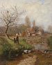 Frühlingslandschaft mit zwei Kindern und Gänsen - Adolf Lins — Ansicht des Kunstwerks