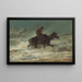 Mann mit Speer, der den Schnee durchquert - Adolf Schreyer — gerahmtes Bild an der Wand