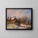 Flusslandschaft im Winter mit Haus und dekorativen Figuren - Adolf Stademann — gerahmtes Bild an der Wand