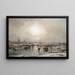 Winterfreuden auf einem zugefrorenen Kanal vor einer holländischen Stadt Silhouette - Adolf Stademann — gerahmtes Bild an der Wand