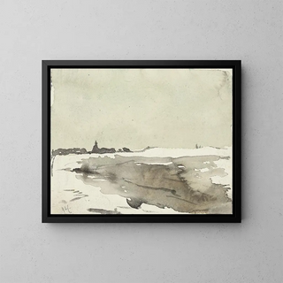 Adolf le Comte - Winterlandschap met kerkje in het verschiet.webp