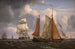 Schiffe, die gegen den Wind im Durchstich navigieren und kämpfen - Adolph Friedrich Vollmer — Ansicht des Kunstwerks